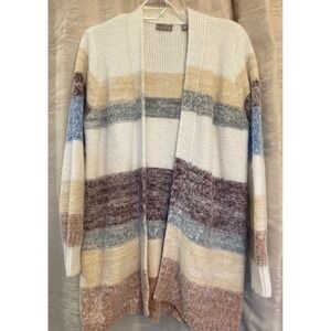 Evolution by‎ Cyrus Open Front Striped Knit Cardigan Sweater Size L